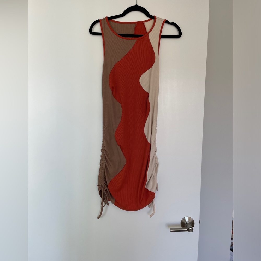 Retro mini dress ruched with ties